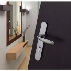 Ensemble De Porte Plaque Large New York Clé I Argent F1 HOPPE - 1810/300M - 195mm - Entr.7/70 C.7mm - 48/57 - 3761518