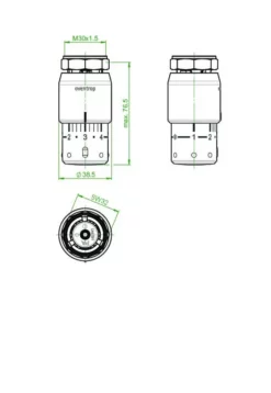 Tête Thermostatique Uni SH OVENTROP - 7-28 °C, 0 * 1-5 - Bulbe Liquide, Modèle Blanc - 1012066