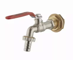 Kit Pour Cuve Plastique : Traversée De Cuve Laiton Mâle M3/4' (20x27) Femelle F1/2' (15x21) Avec Contre écrou à Plateau Et Joint D'étanchéité + Robinet De Puisage 1/4 De Tour Mâle M1/2' Nez Cannelé NOYON & THIEBAULT - Ø 15 Mm + Rouleau Téflon - 970001