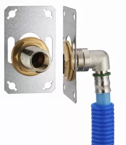 FIXSYSTEM Simple : Kit Complet De Fixation D'un Robinet Mural Simple M1/2' (15x21) Coude D'alimentation à Sertir Profil TH Sur Tube PER NOYON & THIEBAULT - Ø 122 Mm, Sortie Femelle 1/2' (15x21) - 3327-12PL1