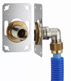 FIXSYSTEM Simple : Kit Complet De Fixation D'un Robinet Mural Simple M1/2' (15x21) Coude D'alimentation à Compression Sur Tube PER NOYON & THIEBAULT - Ø 12 Mm, Sortie Femelle 1/2' (15x21) - 3325-12PL1