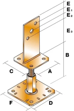 Support De Poteau Réglable SIMPSON - H.320 X ép.4 Mm - PPSR320
