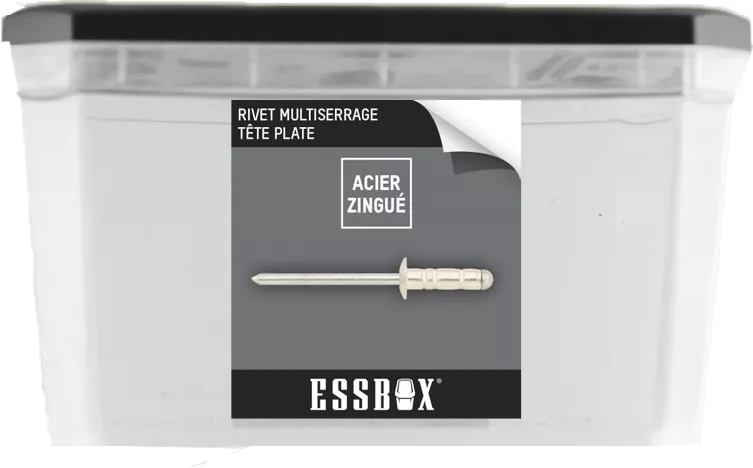 Rivets Standards ESSBOX SCELL-IT Alu/Acier - Tête Plate - Ø4 Mm X 16 Mm - Boite De 500 - EX-9445124016 1 Rivets Standards ESSBOX SCELL-IT Alu/Acier - Tête Plate - Ø4 Mm X 16 Mm - Boite De 500 - EX-9445124016