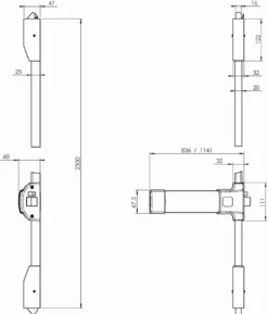 Fermeture Anti-panique JPM Push Bar 90+ - 3 Points Latéral, Haut Et Bas - 1141 Mm - Argent - PJ3100-08-0A