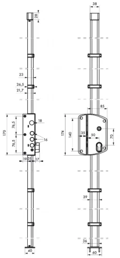 Serrure 3 Points MELISSA Gauche THIRARD - 00050841