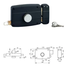 Serrure THIRARD Garage à Tirage Et Bouton Droite Canon Ø25 - LG:32 Mm 3 Clés -