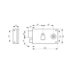 Serrure Horizontale Noir Epoxy 140x85 Mm THIRARD à Pêne Dormant Demi-tour - Gauche - 000121