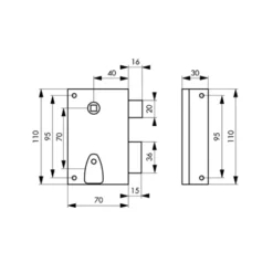 Serrure Verticale Noir époxy 70x110 Mm THIRARD à Pêne Dormant 1/2 Tour - Droite - 000131